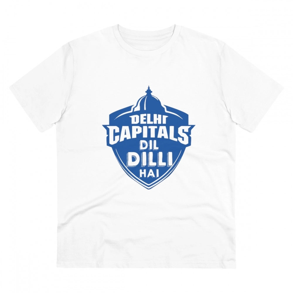HamariDookan Men's PC Cotton Cricket Design Printed T Shirt (Color: White, Thread Count: 180GSM)