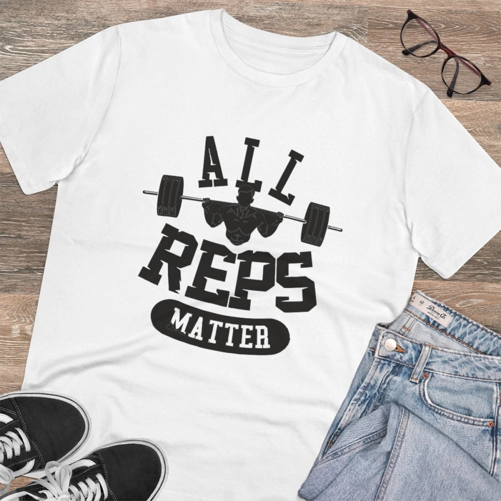 HamariDookan Men's PC Cotton All Reps Matter Printed T Shirt (Color: White, Thread Count: 180GSM)