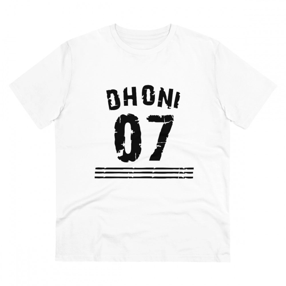 HamariDookan Men's PC Cotton Cricket Design Printed T Shirt (Color: White, Thread Count: 180GSM)