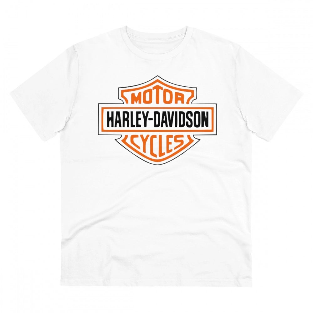 HamariDookan Men's PC Cotton Bike Ride Design Printed T Shirt (Color: White, Thread Count: 180GSM)