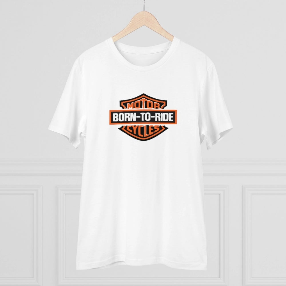 HamariDookan Men's PC Cotton Bike Ride Design Printed T Shirt (Color: White, Thread Count: 180GSM)