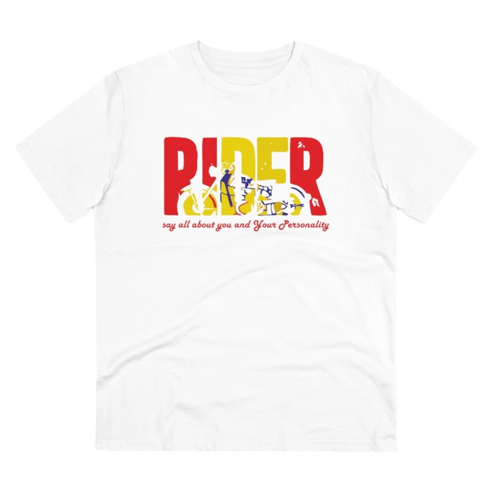 HamariDookan Men's PC Cotton Bike Ride Design Printed T Shirt (Color: White, Thread Count: 180GSM)
