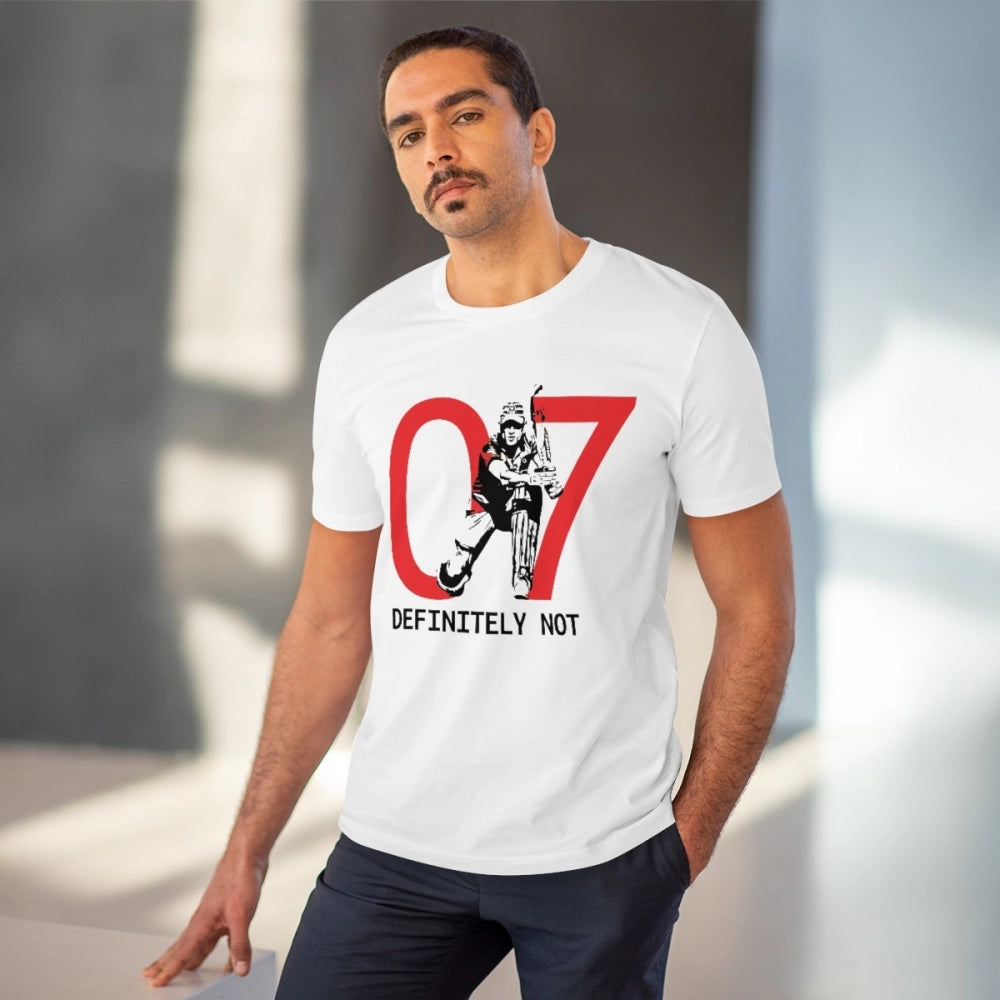 HamariDookan Men's PC Cotton Cricket Design Printed T Shirt (Color: White, Thread Count: 180GSM)