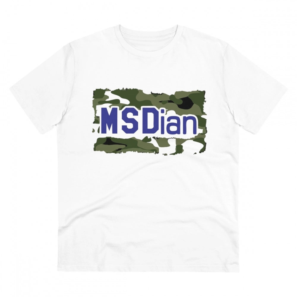 HamariDookan Men's PC Cotton Cricket Design Printed T Shirt (Color: White, Thread Count: 180GSM)