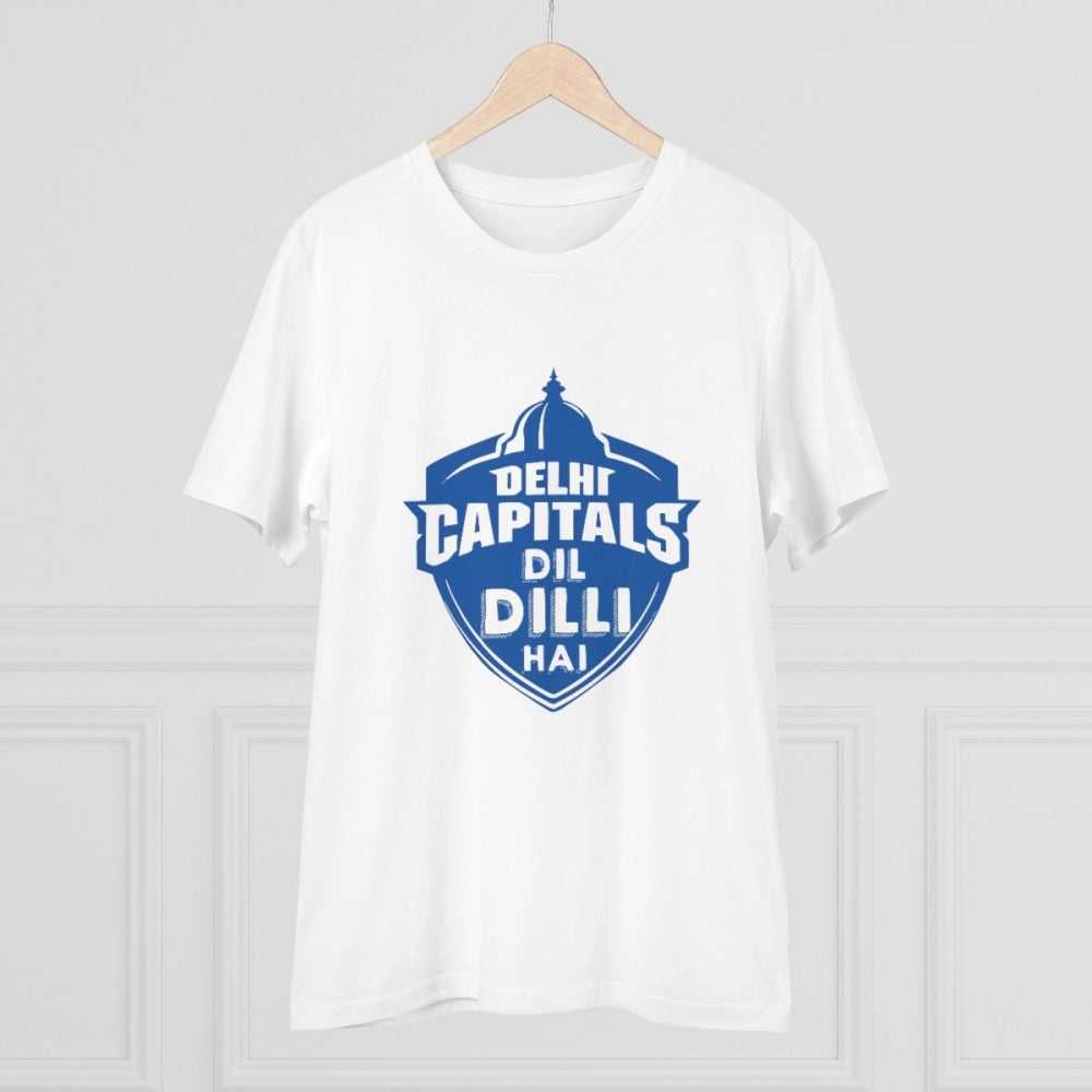 HamariDookan Men's PC Cotton Cricket Design Printed T Shirt (Color: White, Thread Count: 180GSM)