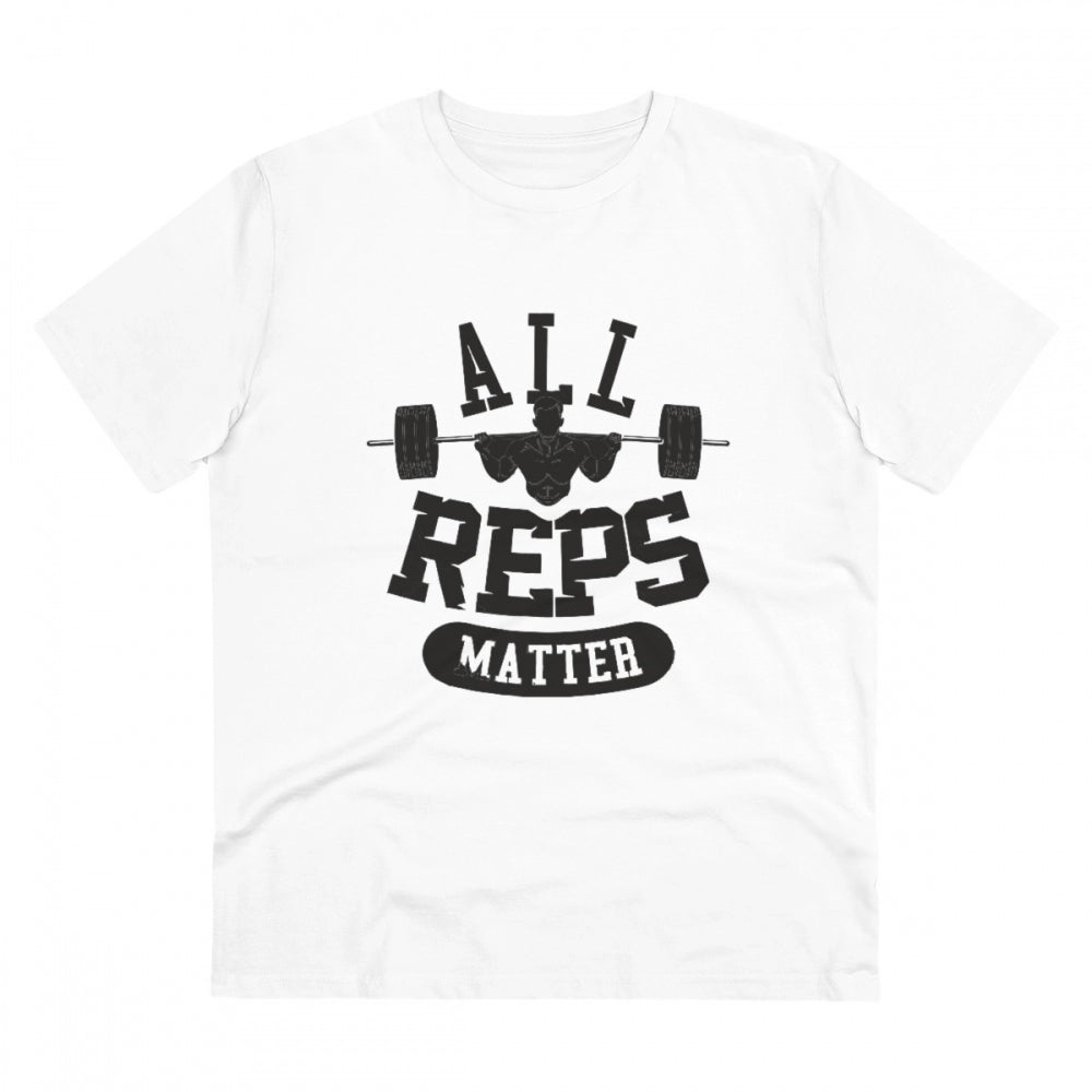 HamariDookan Men's PC Cotton All Reps Matter Printed T Shirt (Color: White, Thread Count: 180GSM)