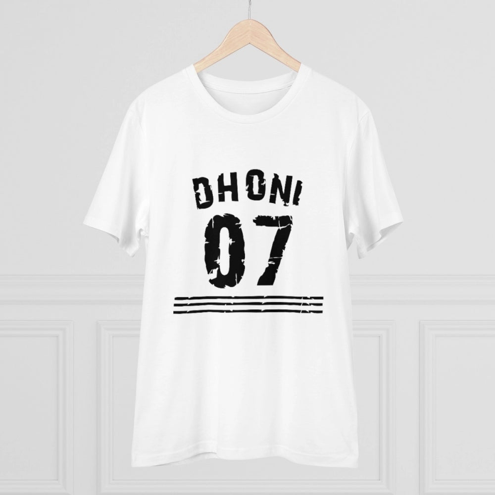 HamariDookan Men's PC Cotton Cricket Design Printed T Shirt (Color: White, Thread Count: 180GSM)