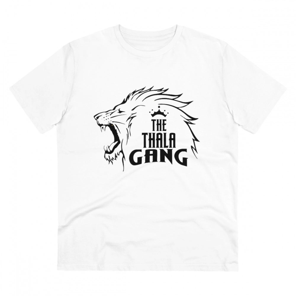 HamariDookan Men's PC Cotton Cricket Design Printed T Shirt (Color: White, Thread Count: 180GSM)