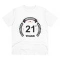 HamariDookan Men's PC Cotton 21st Anniversary Printed T Shirt (Color: White, Thread Count: 180GSM)