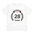 HamariDookan Men's PC Cotton 28th Anniversary Printed T Shirt (Color: White, Thread Count: 180GSM)
