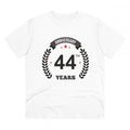 HamariDookan Men's PC Cotton 44th Anniversary Printed T Shirt (Color: White, Thread Count: 180GSM)