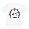 HamariDookan Men's PC Cotton 41st Anniversary Printed T Shirt (Color: White, Thread Count: 180GSM)