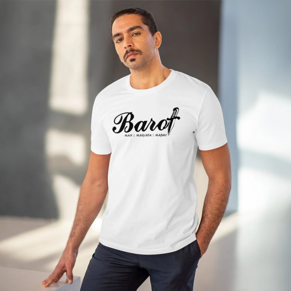 HamariDookan Men's PC Cotton Cast Design Barot Printed T Shirt (Color: White, Thread Count: 180GSM)