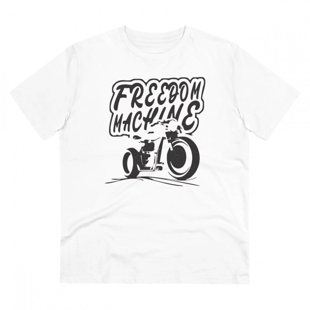 HamariDookan Men's PC Cotton Bike Ride Design Printed T Shirt (Color: White, Thread Count: 180GSM)