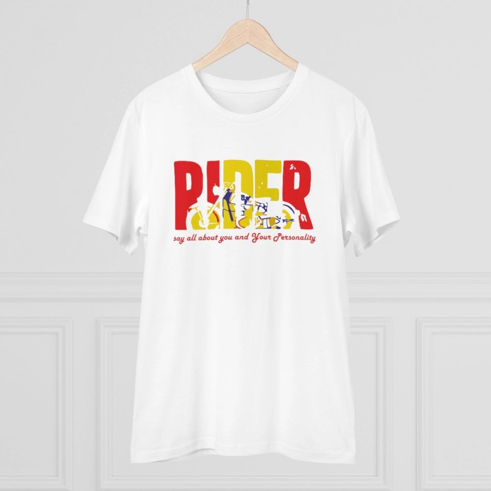 HamariDookan Men's PC Cotton Bike Ride Design Printed T Shirt (Color: White, Thread Count: 180GSM)