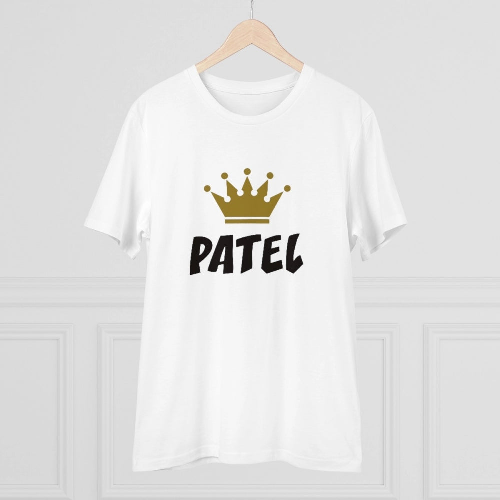 HamariDookan Men's PC Cotton Patel Printed T Shirt (Color: White, Thread Count: 180GSM)