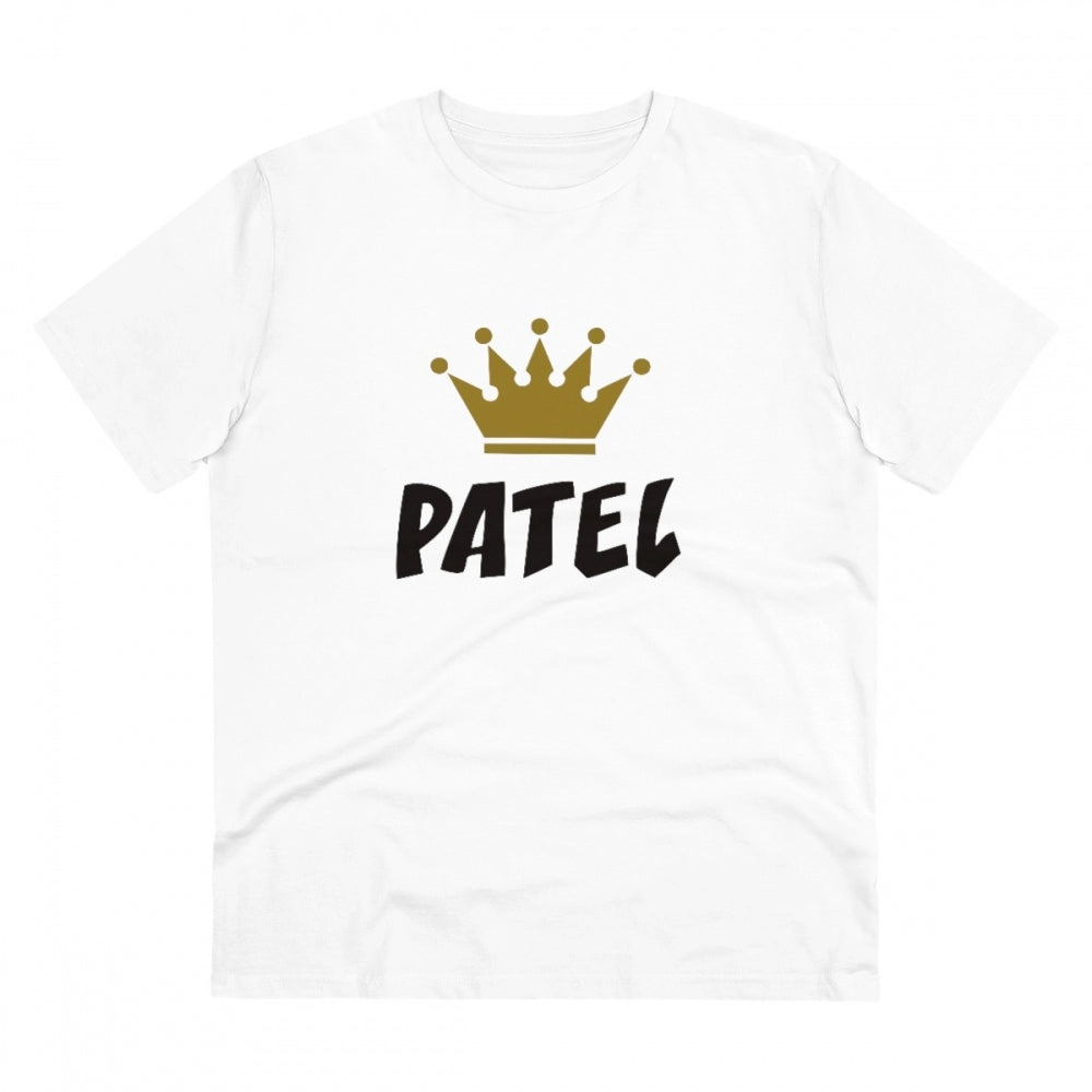 HamariDookan Men's PC Cotton Patel Printed T Shirt (Color: White, Thread Count: 180GSM)