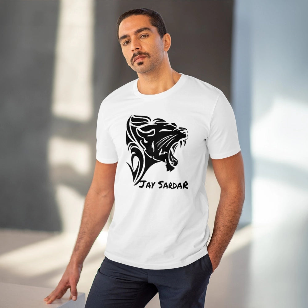 HamariDookan Men's PC Cotton Jay Sardar Printed T Shirt (Color: White, Thread Count: 180GSM)
