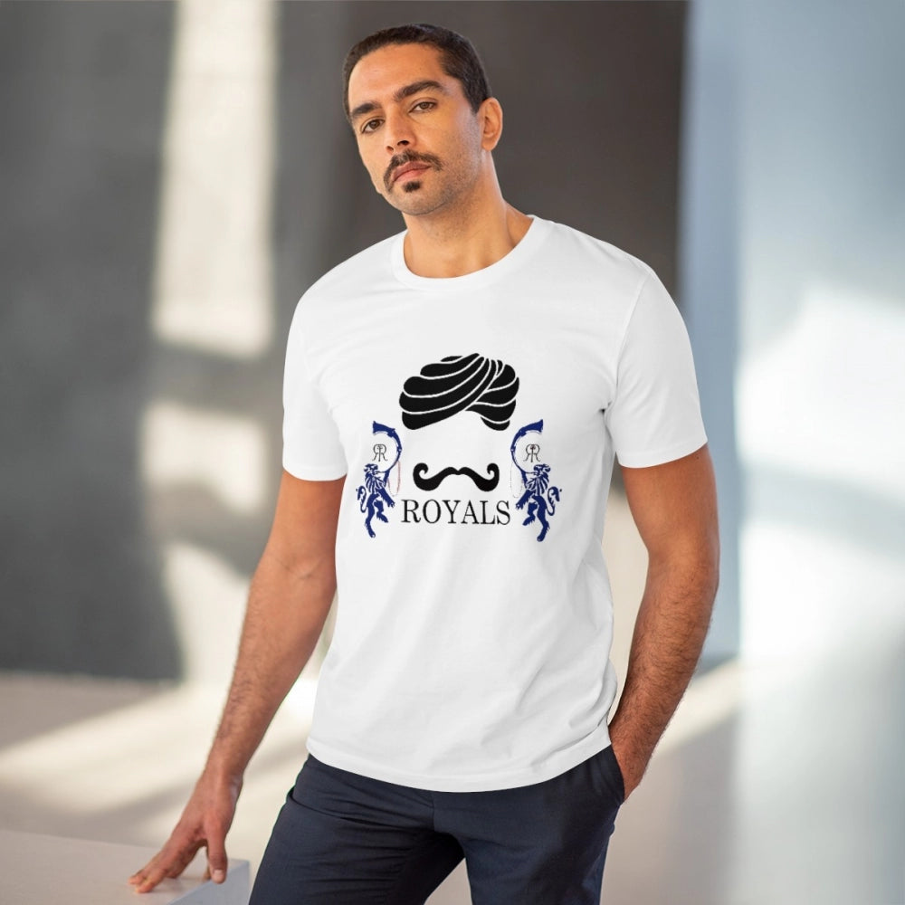HamariDookan Men's PC Cotton Cricket Design Printed T Shirt (Color: White, Thread Count: 180GSM)