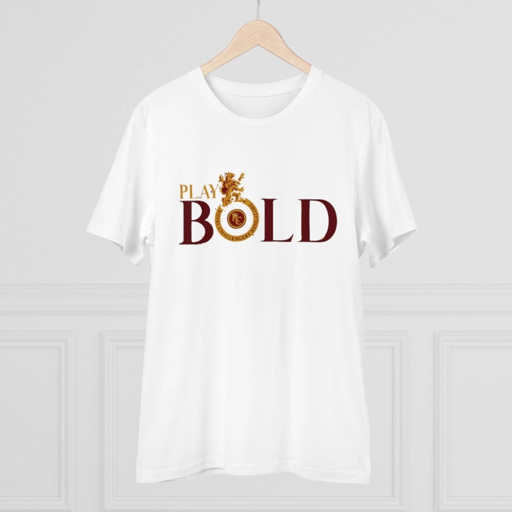 HamariDookan Men's PC Cotton Cricket Design Printed T Shirt (Color: White, Thread Count: 180GSM)