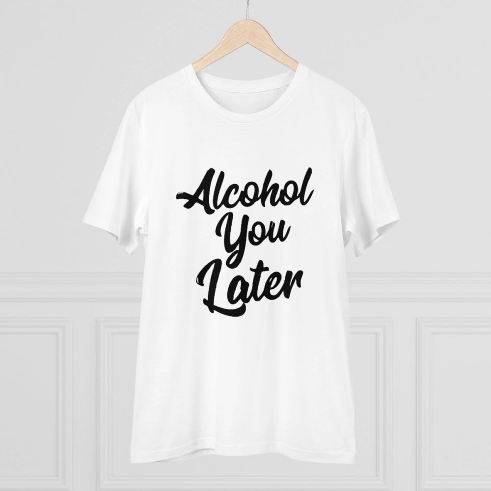 HamariDookan Men's PC Cotton Alcohol You Later Printed T Shirt (Color: White, Thread Count: 180GSM)