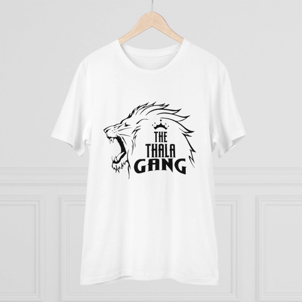 HamariDookan Men's PC Cotton Cricket Design Printed T Shirt (Color: White, Thread Count: 180GSM)