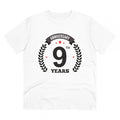HamariDookan Men's PC Cotton 9th Anniversary Printed T Shirt (Color: White, Thread Count: 180GSM)