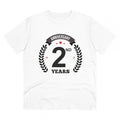 HamariDookan Men's PC Cotton 2nd Anniversary Printed T Shirt (Color: White, Thread Count: 180GSM)