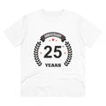 HamariDookan Men's PC Cotton 25th Anniversary Printed T Shirt (Color: White, Thread Count: 180GSM)