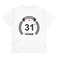 HamariDookan Men's PC Cotton 31st Anniversary Printed T Shirt (Color: White, Thread Count: 180GSM)