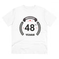 HamariDookan Men's PC Cotton 48th Anniversary Printed T Shirt (Color: White, Thread Count: 180GSM)