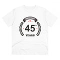 HamariDookan Men's PC Cotton 45th Anniversary Printed T Shirt (Color: White, Thread Count: 180GSM)