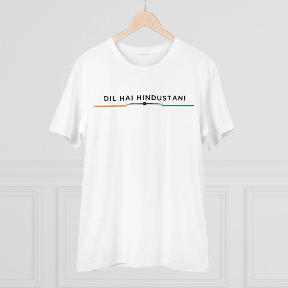 HamariDookan Men's PC Cotton Dil Se Hindustani Printed T Shirt (Color: White, Thread Count: 180GSM)