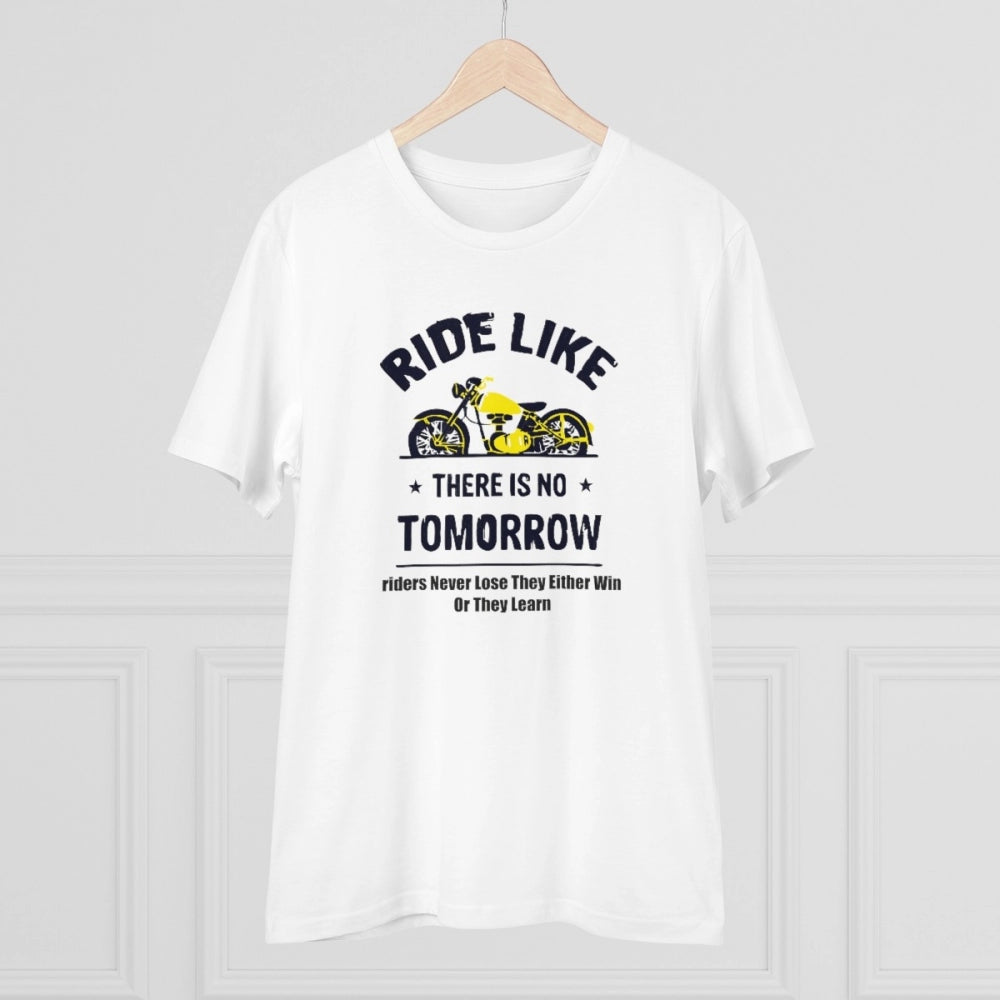 HamariDookan Men's PC Cotton Bike Ride Design Printed T Shirt (Color: White, Thread Count: 180GSM)