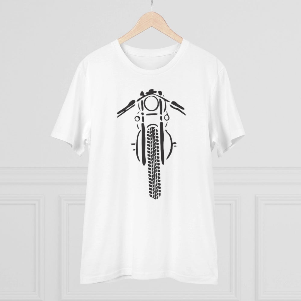 HamariDookan Men's PC Cotton Bike Ride Design Printed T Shirt (Color: White, Thread Count: 180GSM)