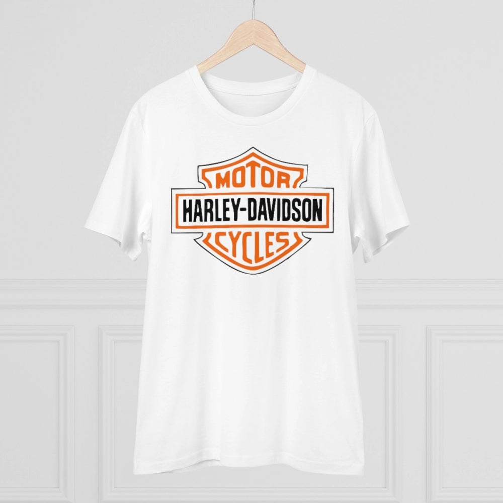 HamariDookan Men's PC Cotton Bike Ride Design Printed T Shirt (Color: White, Thread Count: 180GSM)