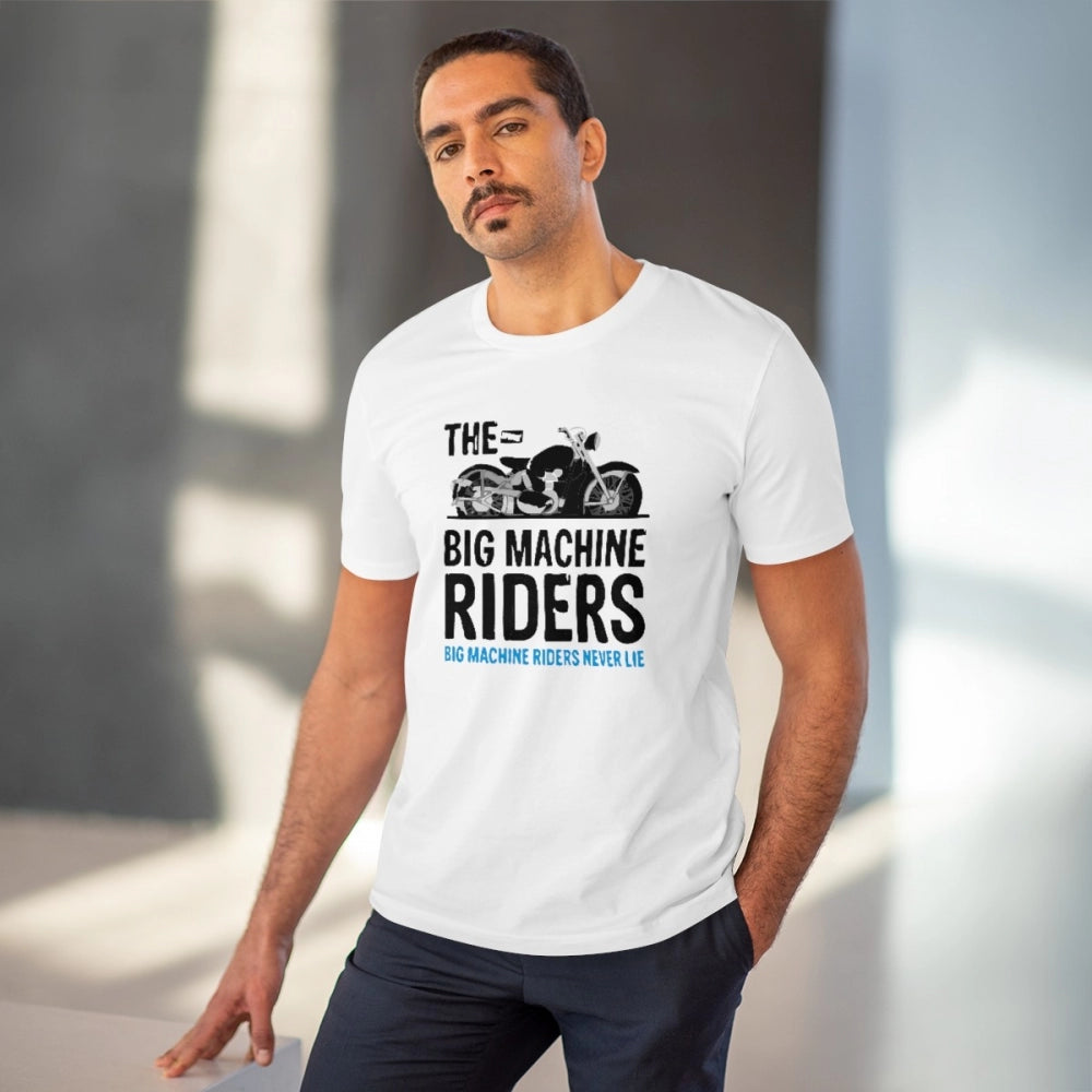HamariDookan Men's PC Cotton Bike Ride Design Printed T Shirt (Color: White, Thread Count: 180GSM)