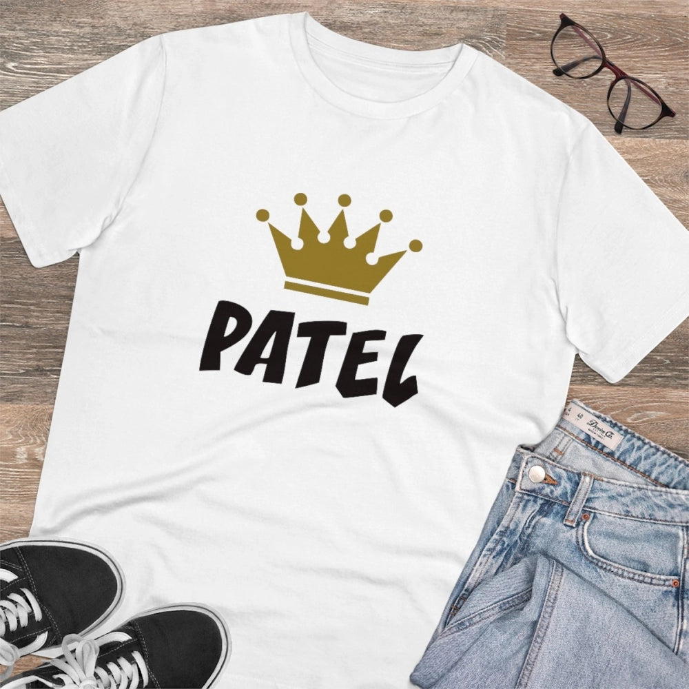 HamariDookan Men's PC Cotton Patel Printed T Shirt (Color: White, Thread Count: 180GSM)