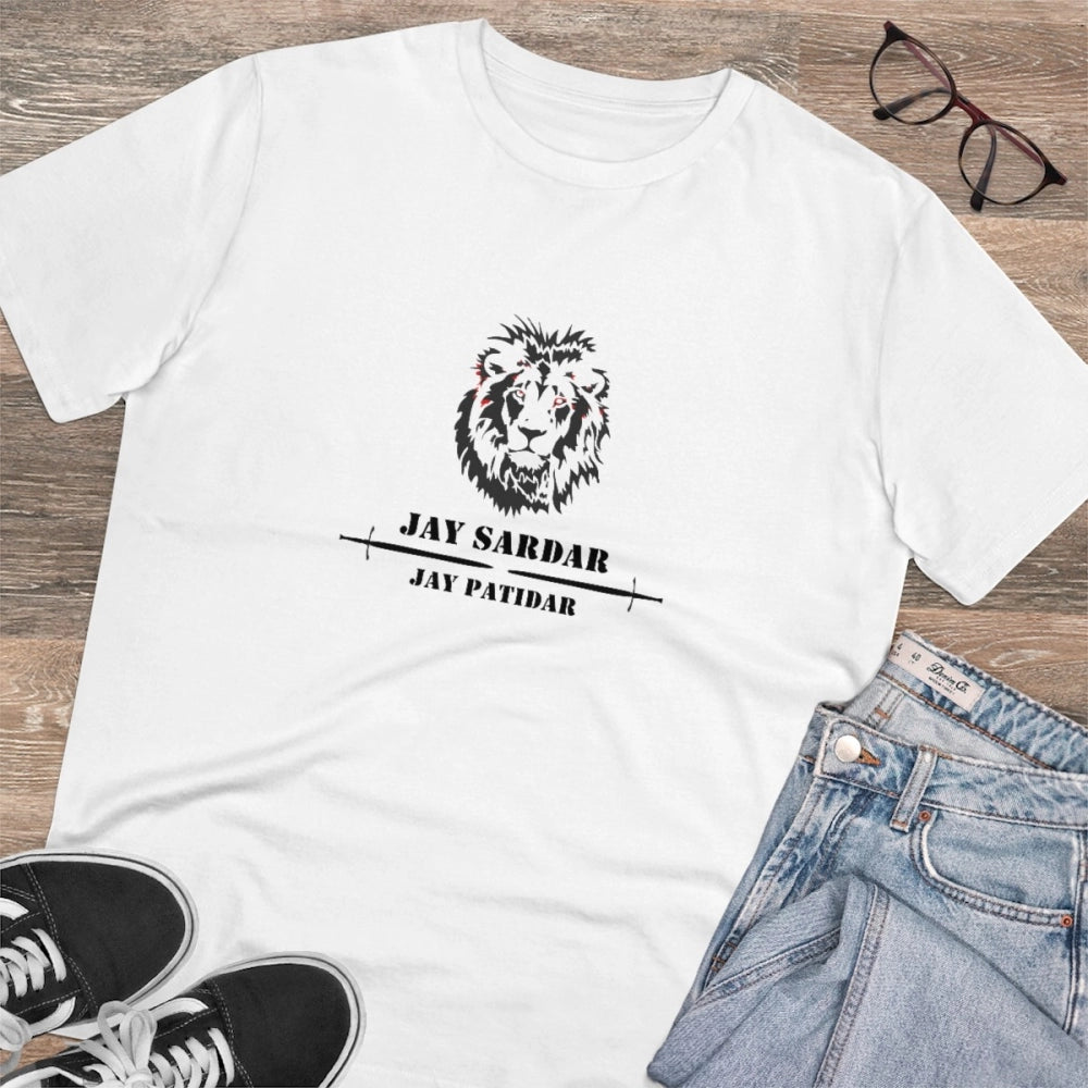 HamariDookan Men's PC Cotton Jay Sardar Printed T Shirt (Color: White, Thread Count: 180GSM)