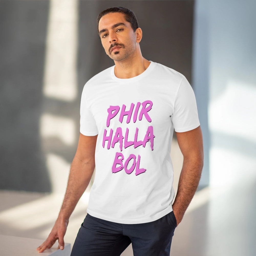 HamariDookan Men's PC Cotton Cricket Design Printed T Shirt (Color: White, Thread Count: 180GSM)