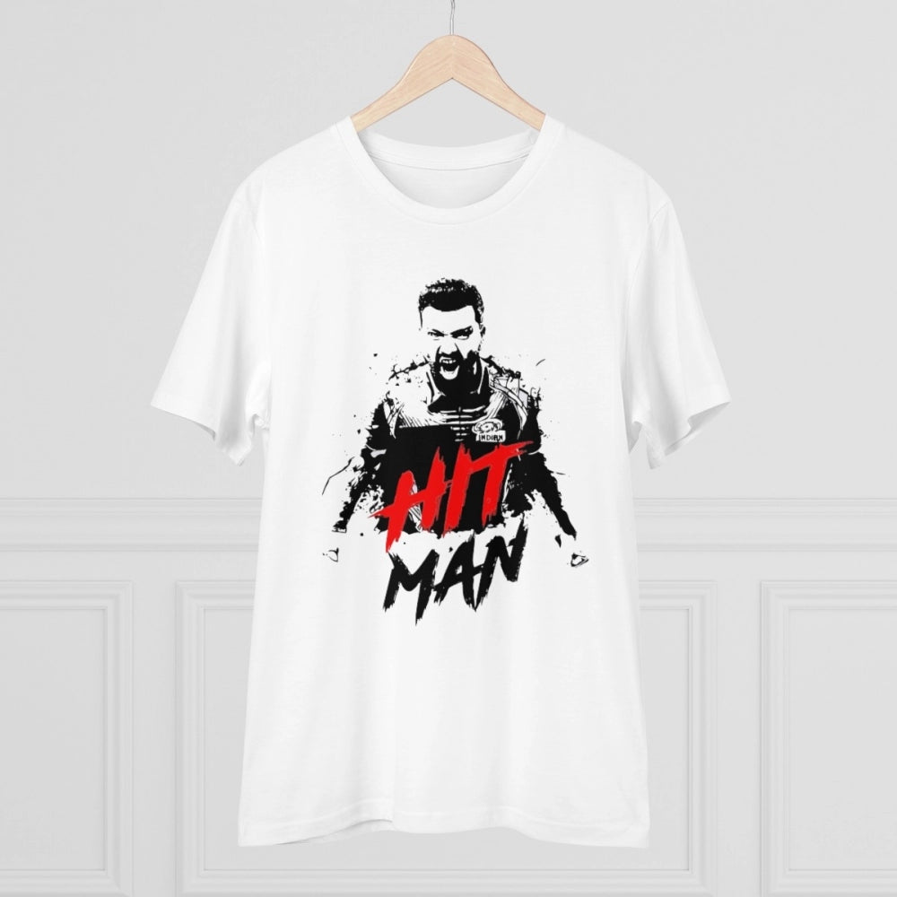 HamariDookan Men's PC Cotton Cricket Design Printed T Shirt (Color: White, Thread Count: 180GSM)