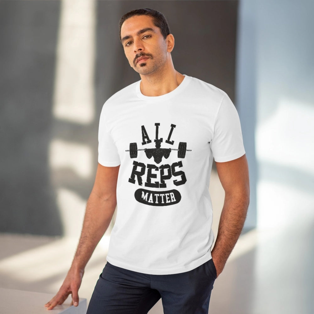 HamariDookan Men's PC Cotton All Reps Matter Printed T Shirt (Color: White, Thread Count: 180GSM)