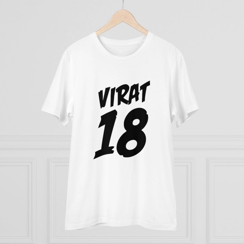 HamariDookan Men's PC Cotton Cricket Design Printed T Shirt (Color: White, Thread Count: 180GSM)