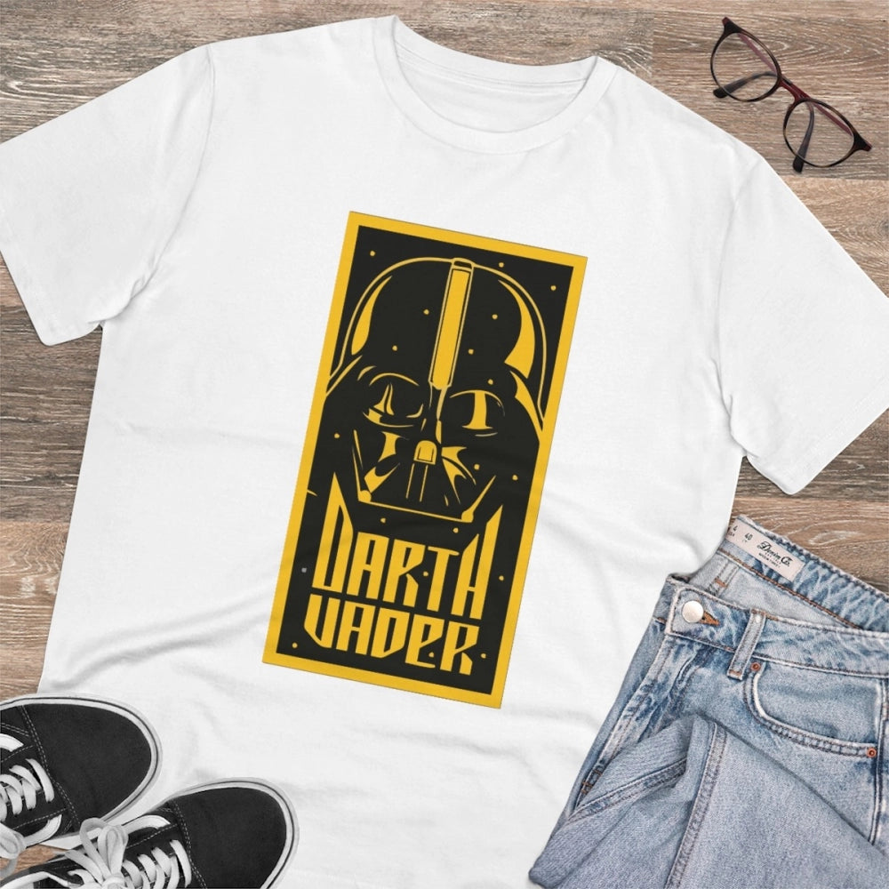 HamariDookan Men's PC Cotton Darth Vader Printed T Shirt (Color: White, Thread Count: 180GSM)