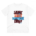 HamariDookan Men's PC Cotton Same Shit Different Day Printed T Shirt (Color: White, Thread Count: 180GSM)