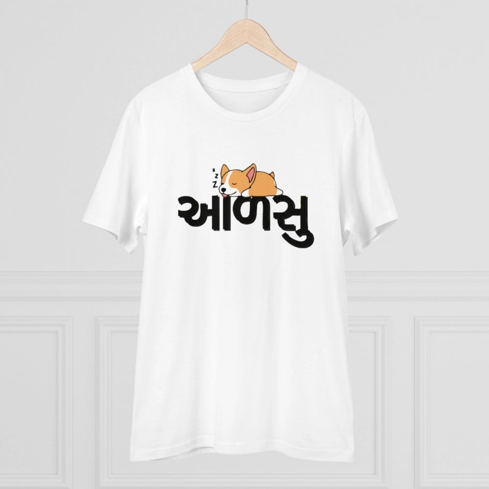 HamariDookan Men's PC Cotton Aadsu Printed T Shirt (Color: White, Thread Count: 180GSM)
