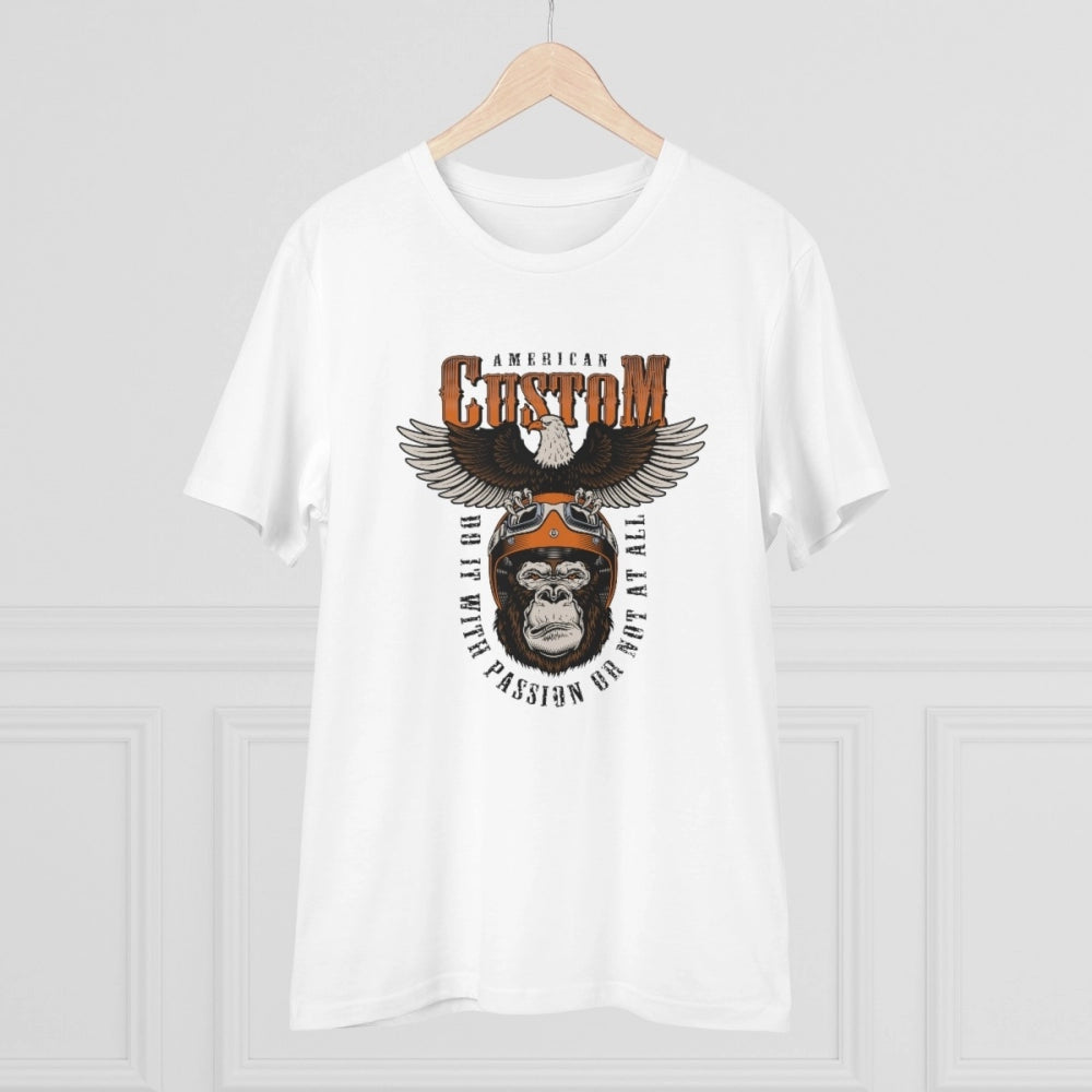 HamariDookan Men's PC Cotton Gorila Desing Printed T Shirt (Color: White, Thread Count: 180GSM)