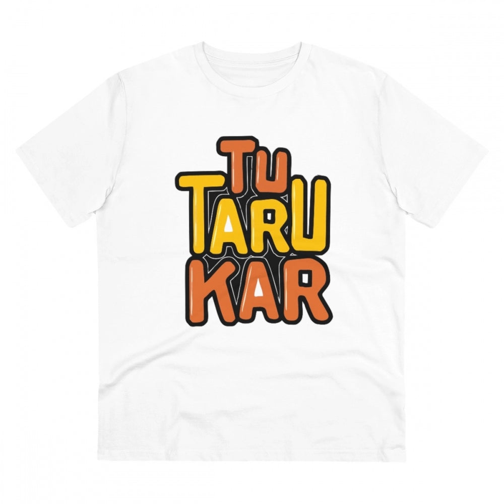 HamariDookan Men's PC Cotton Tu Taru Kar Printed T Shirt (Color: White, Thread Count: 180GSM)
