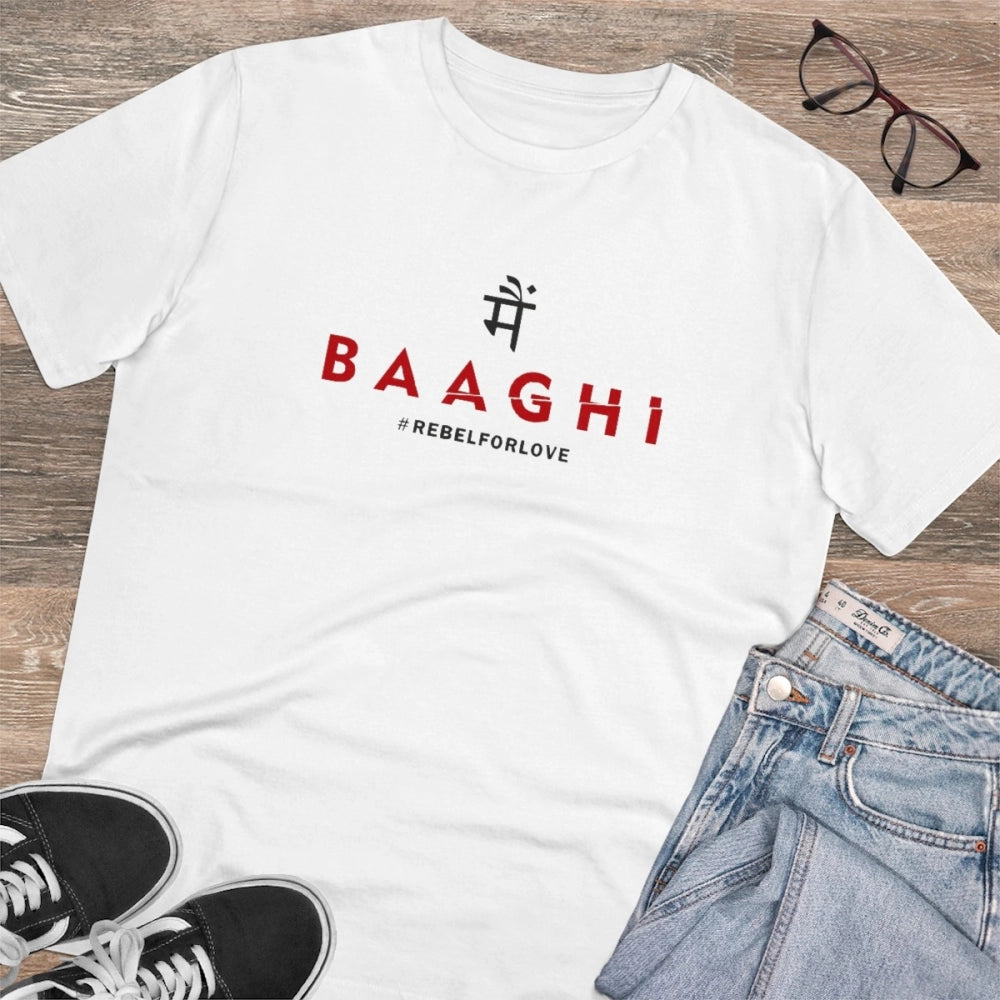 HamariDookan Men's PC Cotton Me Bhaghi Printed T Shirt (Color: White, Thread Count: 180GSM)