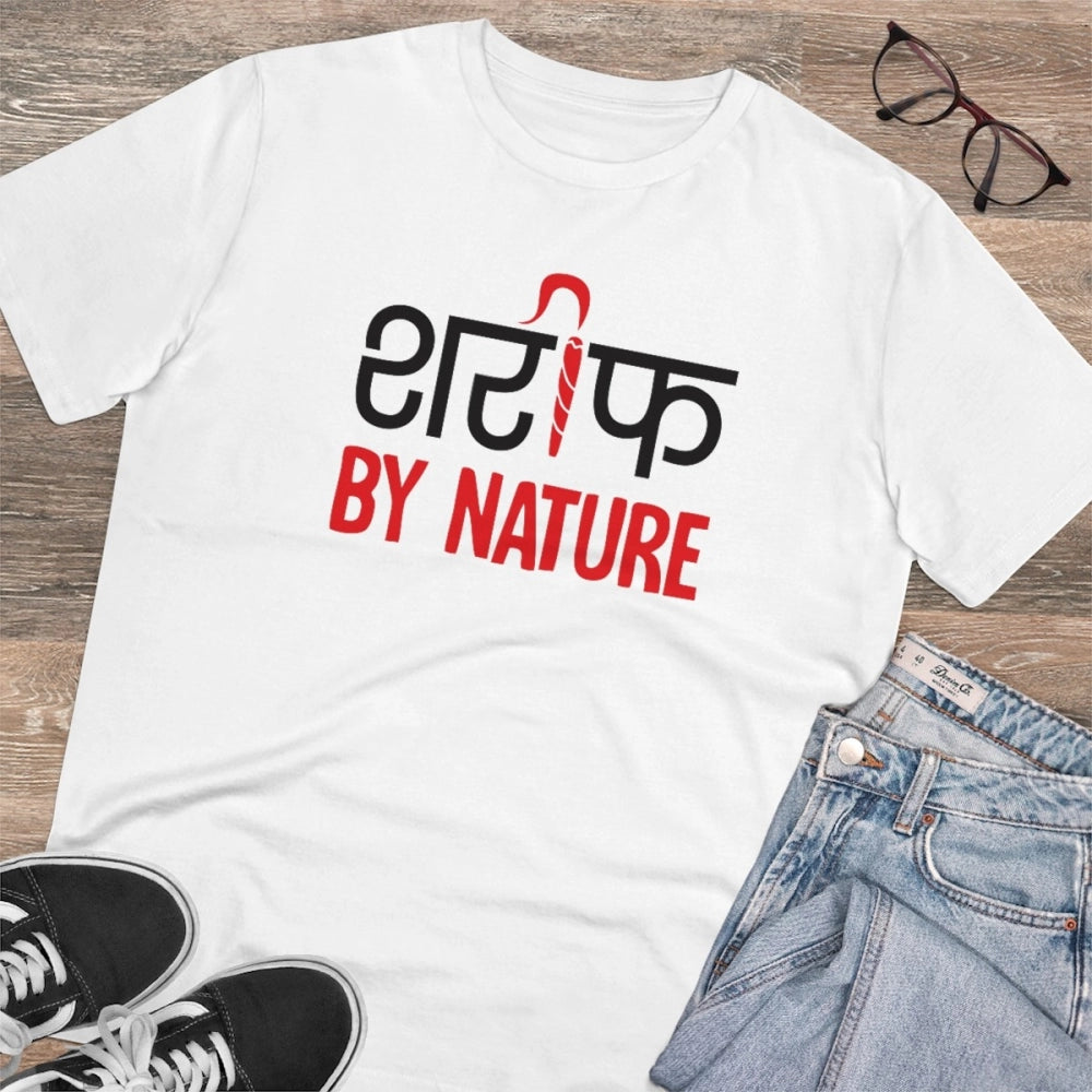 HamariDookan Men's PC Cotton Sarif By Nature Printed T Shirt (Color: White, Thread Count: 180GSM)